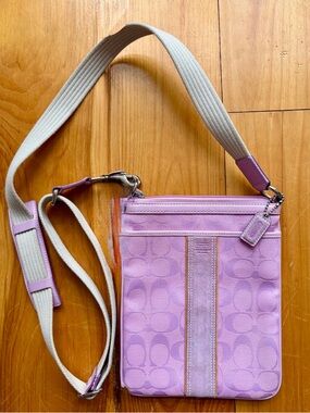 Coach Pink Signature Crossbody with Cream Strap